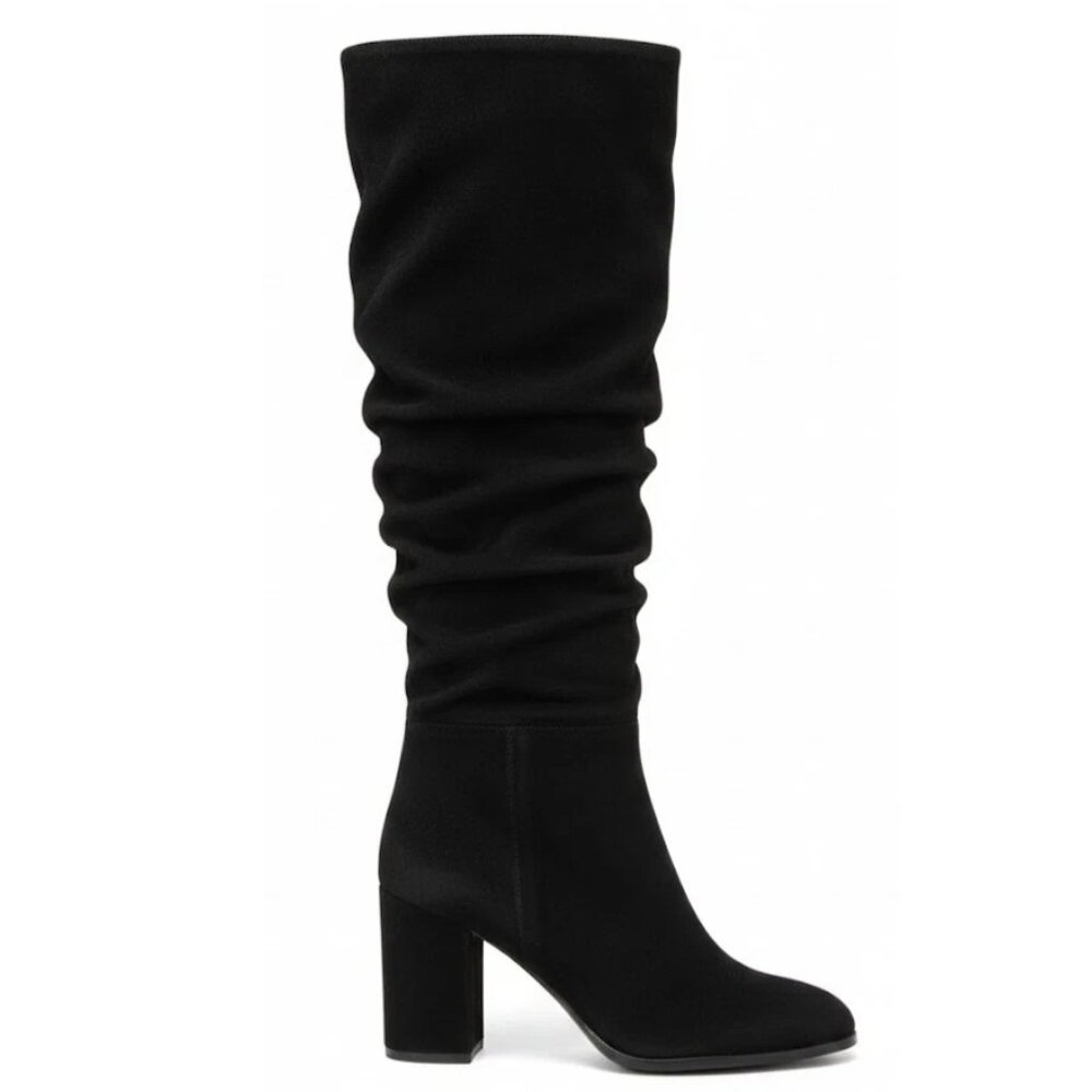 Bruno Premi Italy | Black Suede Slouchy Knee-High Boots - Size 39